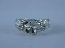 6749 Sterling Silver Ring Setting, 5mm Round & (2) 2mm Rd Accents, Size 7.25