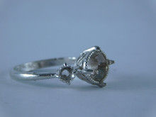 6752 Sterling Silver Ring Setting, 9x7 Oval & (2) 3mm Rd Accents, Size 7