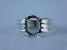 6754 Sterling Silver Ring Setting, 12x10 Oval Cabochon, Size 6.5