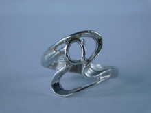 6756 Sterling Silver Ring Setting, 7x5 Oval Faceted, Size 6