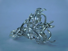 6761 Sterling Silver Ring Setting, 22x18 Oval & (4) 2.5 Rd Accents, Size 5