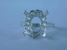 6763 Sterling Silver Ring Setting, 20x15 Oval Faceted, Size 7.75