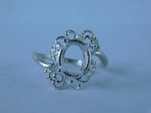 6764 Sterling Silver Ring Setting, 10x8 Oval Faceted, Size 8