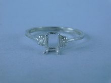6767 Sterling Silver Ring Setting, 7x5 Emerald Faceted, Size 8.5