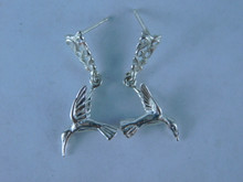 6464 Sterling Silver Humming Bird Earrings w/ Arrow Posts