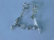 6466 Sterling Silver Humming Bird Earrings w/ Heart Posts