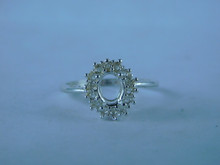 6774 Sterling Silver Ring Setting, 7x5 Oval & (14) 2mm Round Accents, Size 8