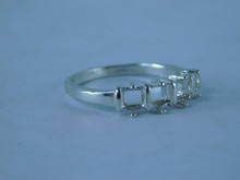 6780 Sterling Silver Ring Setting, (4) 4x4 Princess Cut, Size 8.5