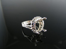 4584 STERLING SILVER RING SETTING, 14X12 MM OVAL FACETED GEMSTONE, SIZE 7.5