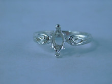 6784 Sterling Silver Ring Setting, 9x5 Marquise Faceted, Size 8.25