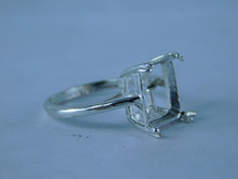 6786 Sterling Silver Ring Setting, 12x10 Emerald Faceted, Size 7