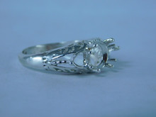 6797 Sterling Silver Ring Setting, 7.5mm Round & (2)5mm Heart Accents, Size 8