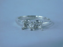 6807 Sterling Silver Ring Setting, 6mm (2-Stone) Round Mother's Ring, Size 8