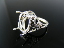 R34  RING SETTING STERLING SILVER, SIZE 4.5,   12X10MM FACETED OVAL STONE