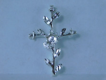 6817 Sterling Silver Cross Pendant, 6mm Round