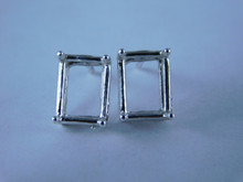ER29a Sterling Silver Stud Earring Setting, 8x6 Emerald Cut