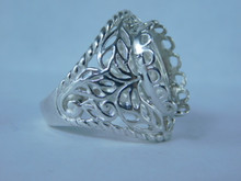 6820 Sterling Silver Ring Setting, 15x11 Oval Cabochon, Size 7.5