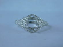 6822 Sterling Silver Ring Setting, 9x7 Oval Faceted, Size 8.25
