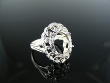 2500 STERLING SILVER RING SETTING, 10X8 MM OVAL FACETED GEMSTONE, SIZE 5