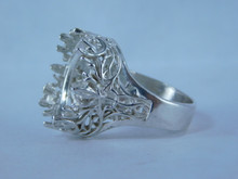 6832 Sterling Silver Ring Setting, 16x12 Oval, Cabochon or Faceted, Size 7.75 