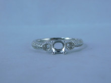 6833 Sterling Silver Ring Setting, (1) 5.5mm Round & (2) 3mm Rd Accent Stones, Size 7