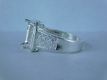 6837 Sterling Silver Ring Setting, 11x9 Emerald Faceted, Size 8.5 