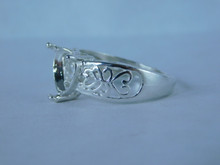 6838 Sterling Silver Ring Setting, 10mm Heart Faceted, Size 8.25