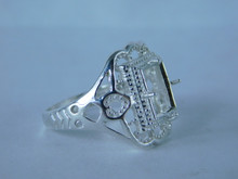 6839 Sterling Silver Ring Setting, 9x7 Emerald Faceted, Size 8