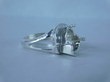 6840 Sterling Silver Ring Setting, 10mm Heart Faceted, Size 5.5