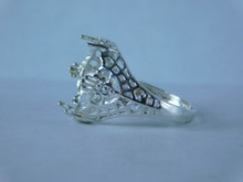 6846 Sterling Silver Ring Setting, 16x12 Oval Faceted, Size 7.5