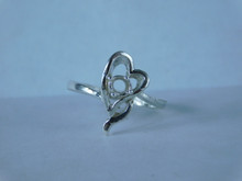 6847 Sterling Silver Ring Setting, 4mm Round Faceted, Size 7.25