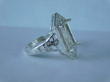 6848 Sterling Silver Ring Setting, 11x9 Emerald Faceted, Size 7