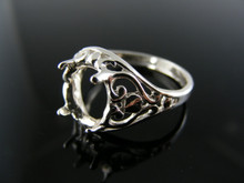 R85 STERLING SILVER RING SETTING, 10X8 MM OVAL GEMSTONE, SIZE 8.25