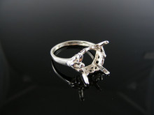 2738  RING SETTING STERLING SILVER, SIZE 7.75, 11x9 MM EMERALD  STONE