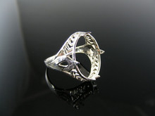5457  STERLING SILVER RING SETTING, 16X12 MM OVAL FACETED GEMSTONE, SIZE 6.25