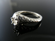 322  RING SETTING STERLING SILVER, SIZE 5.75, 4.5 MM ROUND STONE