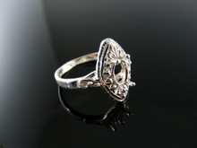 752 STERLING SILVER RING SETTING, 6X4 OVAL FACETED GEMSTONE, SIZE 4.25