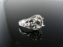3761 RING SETTING STERLING SILVER, SIZE 7.25, 7X5 MM OVAL FACETED STONE