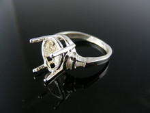 5556 STERLING SILVER RING SETTING, 12X10 MM PEAR FACETED GEMSTONE, SIZE 7