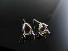 ER12 STERLING SILVER EARRING SETTING, 6X4 MM PEAR FACERED GEMSTONE
