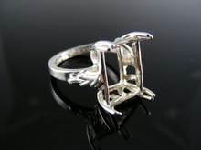 1320  RING SETTING STERLING SILVER, SIZE 6.25, 12 x 10 MM RECTANGLE  STONE