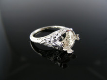 3632 STERLING SILVER RING SETTING, 8 MM ROUND FACETED GEMSTONE, SIZE 4