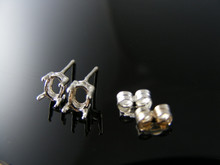 ER8 EARRING SETTING STERLING SILVER, 5X3 MM OVAL STONE