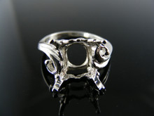 5536  STERLING SILVER RING SETTING, 10X8 MM EMERALD CUT FACETED GEMSTONE, SIZE 5.75