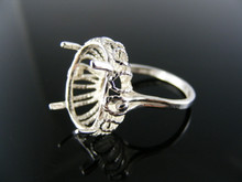 R111 RING SETTING STERLING SILVER, SIZE 5, 16X12 MM OVAL FACETED STONE