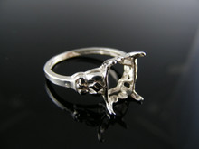 R125  RING SETTING STERLING SILVER, SIZE 5.5, 9X7 MM RECTANGLE  STONE