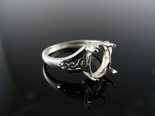 5481 STERLING SILVER RING SETTING, 9X7 MM OVAL GEMSTONE, SIZE 6.25