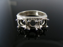 5530 RING SETTING, STERLING SILVER, SIZE 6,  3) 6 MM ROUND STONE