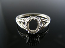 R44 STERLING SILVER RING SETTING, 8X6 MM OVAL CABOCHON GEMSTONE, SIZE 6.5