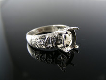5528 STERLING SILVER RING SETTING, 9X7 MM OVAL SHALLOW CUT GEMSTONE, SIZE 7